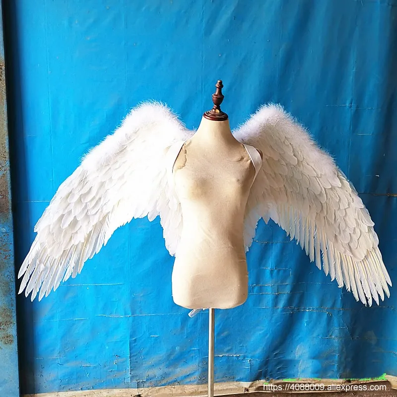 Большие белые ангельские крылья с перьями регулируемые моделирование крылья феи фотографический реквизит для невесты студии