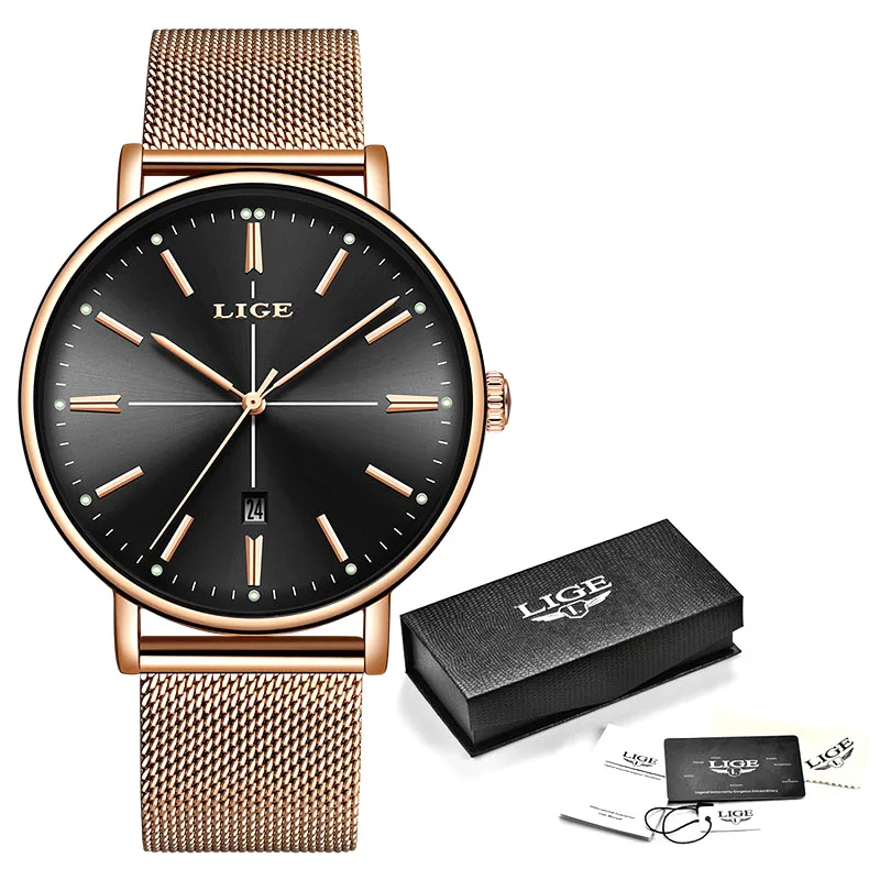 LIGE новые настольные женские деловые часы Reloj Mujer Кварцевые женские брендовые Роскошные водонепроницаемые часы для девочек Relogio Feminino - Цвет: 3