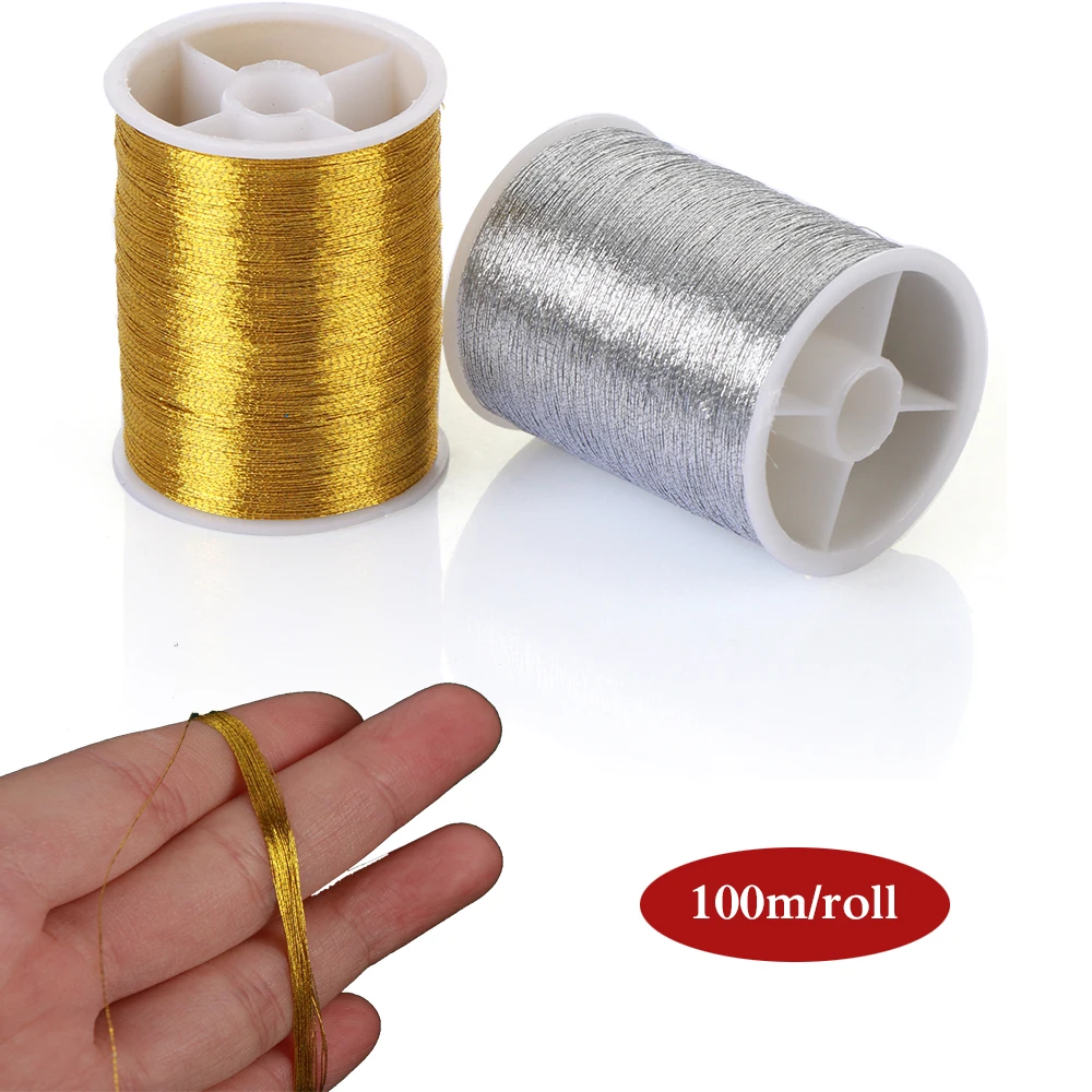  3600M Manual Bright Silk Gold Thread Silver Thread Computer  Embroidery Cross Stitch Silk Thread DIY Gold and Silver Thread (Color :  Silvery, Size : 1pcs)