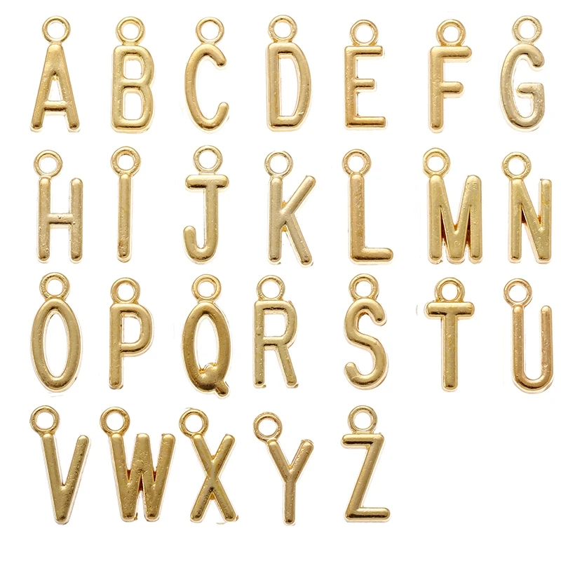 

20Pcs 7X16MM Gold color Metal Zinc Alloy English Letter A-Z Charms Fit Jewelry Pendant DIY Necklaces Bracelets Makings