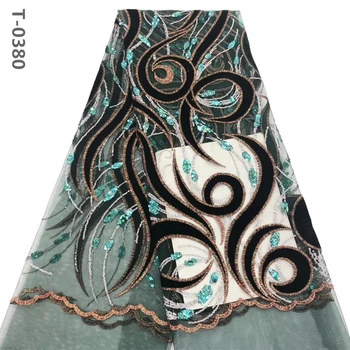 

Velvet Lace Fabric for Dresses Latest Nigerian French Tulle Lace with Sequin High Quality African Sequins Lace Fabric