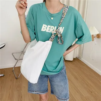 

2020 new female bag simple lace-up shoulder bag literary fresh diagonal bag large capacity student canvas bag wholesale