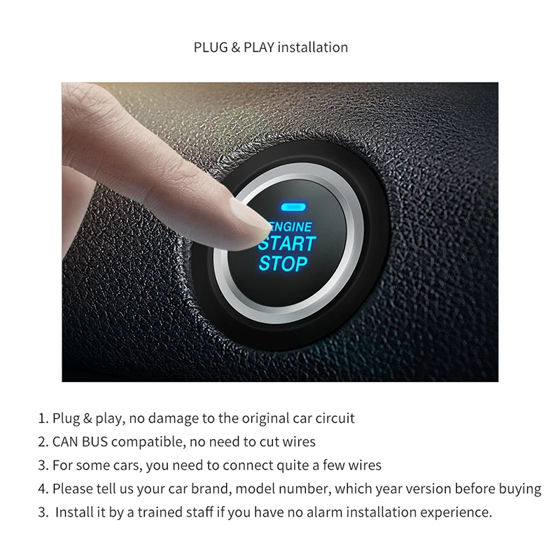 EASYGUARD CAN штекер шины& play Автомобильная сигнализация совместима с KIA smart entry автоматический старт стоп кнопка стартовый комплект