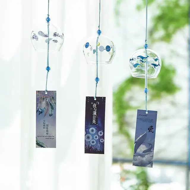 Japanese Cherry Blossom Glass Wind Chimes Bells Home Garden Office Ornament Indoor Window Hanging Decor 1PC Wind Bell 1