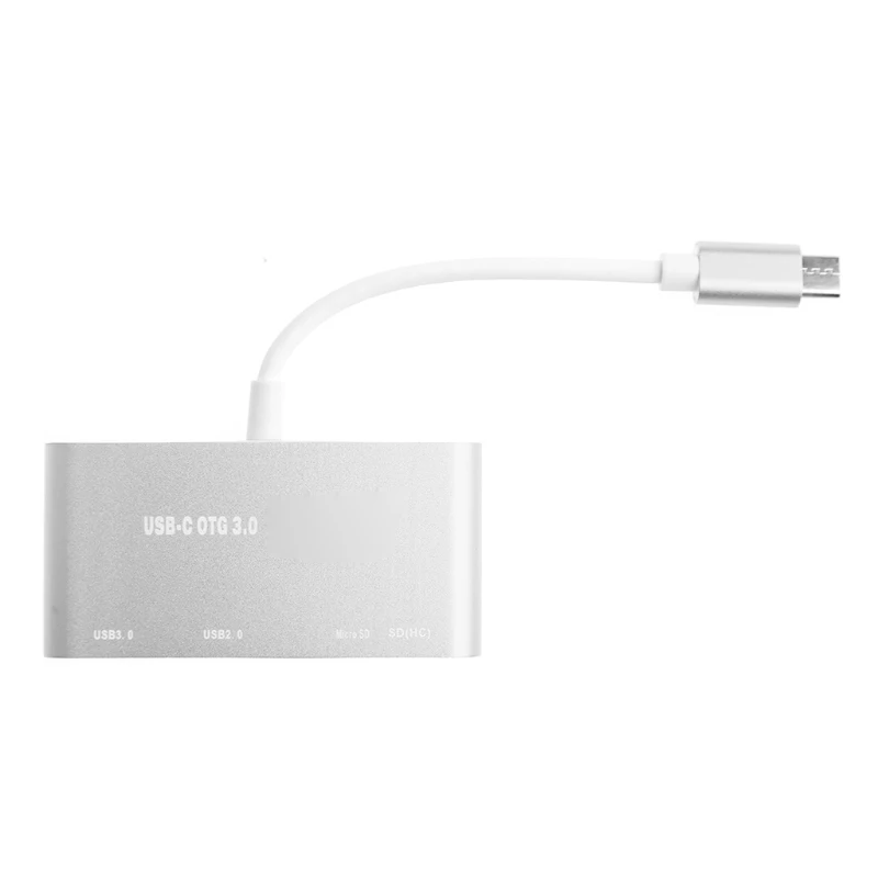 Silver 5-в-1 USB-C 3,1 Тип-C OTG USB 3,0 2,0 концентратор SD/TF Card Reader Combo для ноутбука D08B - Цвет: Silver