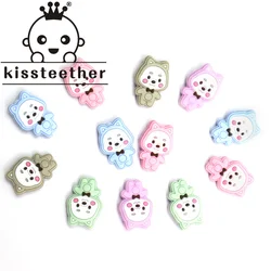 Kissteether New 5pcs Baby Silicone Bear Beads Goods For Newborns Chain Beads Silicone Teether Toys Teeth Care BPA Free Baby Toy