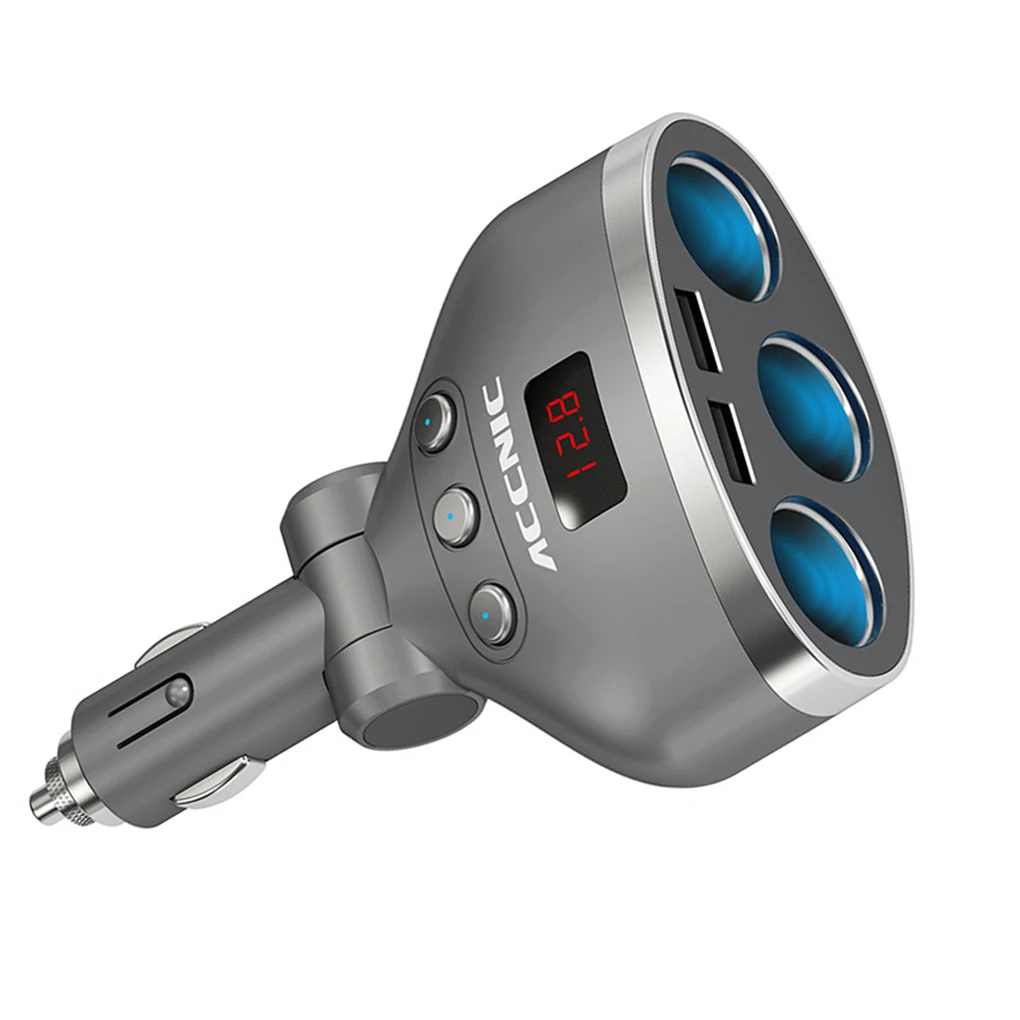 ACCNIC 3 в 1 Универсальный двойной зарядное устройство USB напряжение цифровой дисплей автомобиля прикуриватель сплиттер