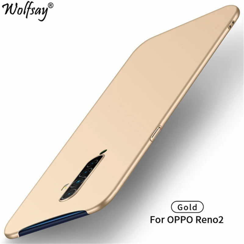 Gold Wolfsay чехол для Oppo Reno 2 чехол для Oppo Reno2 ультра тонкий PC армированный жесткий чехол для телефона для Oppo Reno 2 Reno2 чехол для телефона 6,5" - Цвет: Gold
