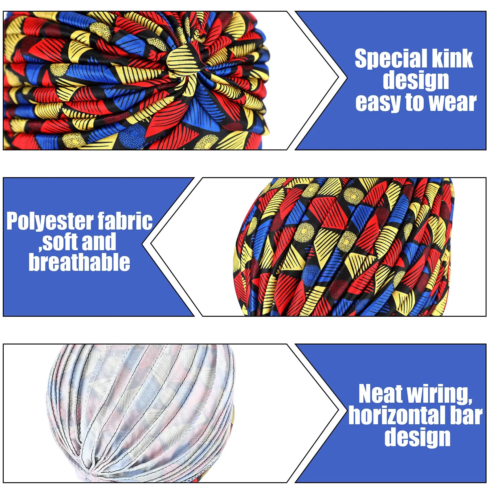 New Print African Headtie Turban Cap Soft Stretch Twisted Pleated Beanie Head Wrap for Women Chemo Bonnet