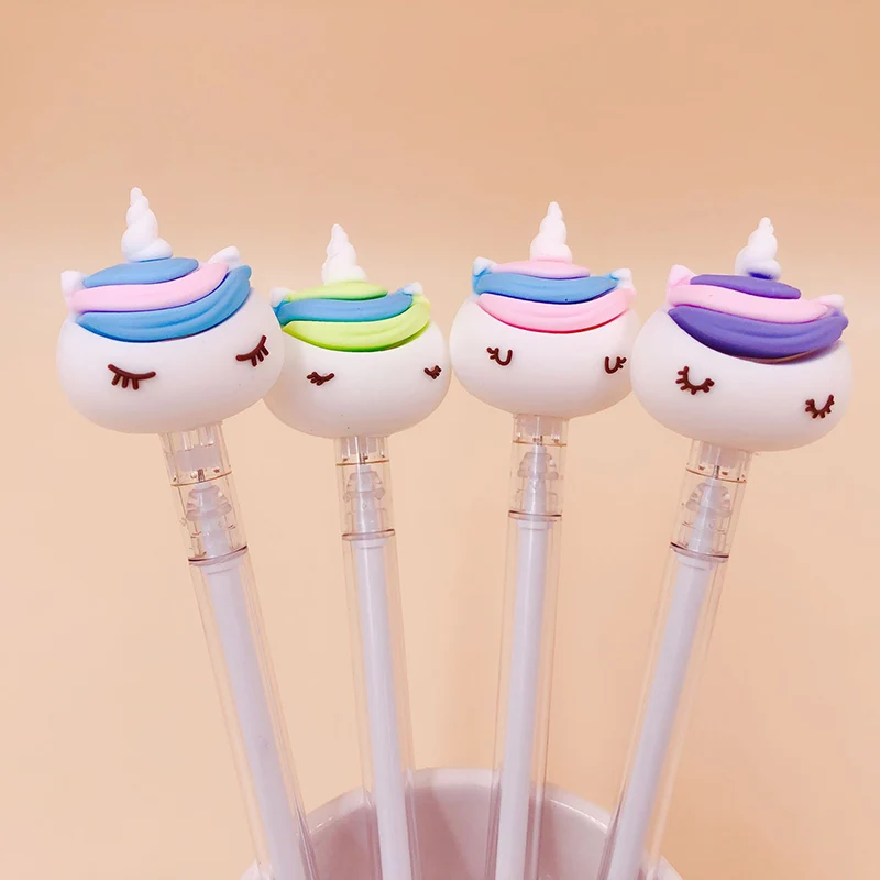 Kawaii 0 5 мм гелевая ручка черного цвета милый Единорог черные чернила для ручек