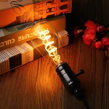 

2200K Light Bulb 220V-240V 4Pcs ST64 Edision Lamp 3W E27 Diammable Lighting