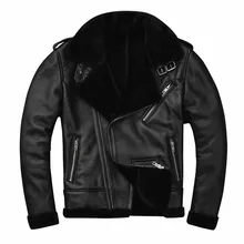 Seveyfan мужская куртка из натуральной овечьей шерсти, зимняя куртка из натурального меха, черная тонкая мотоциклетная Байкерская кожаная куртка для мужчин R3389