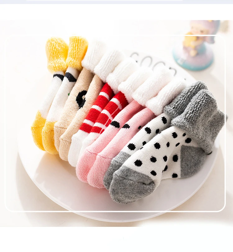 Baby Socks kids socks cartoon socks baby socks girls socks 5Pairs/Set Winter Warm Strip Cute Cartoon Dot Thick Boys Girls Floor Sock Star Soft Newborn Toddler Kids Terry Socks