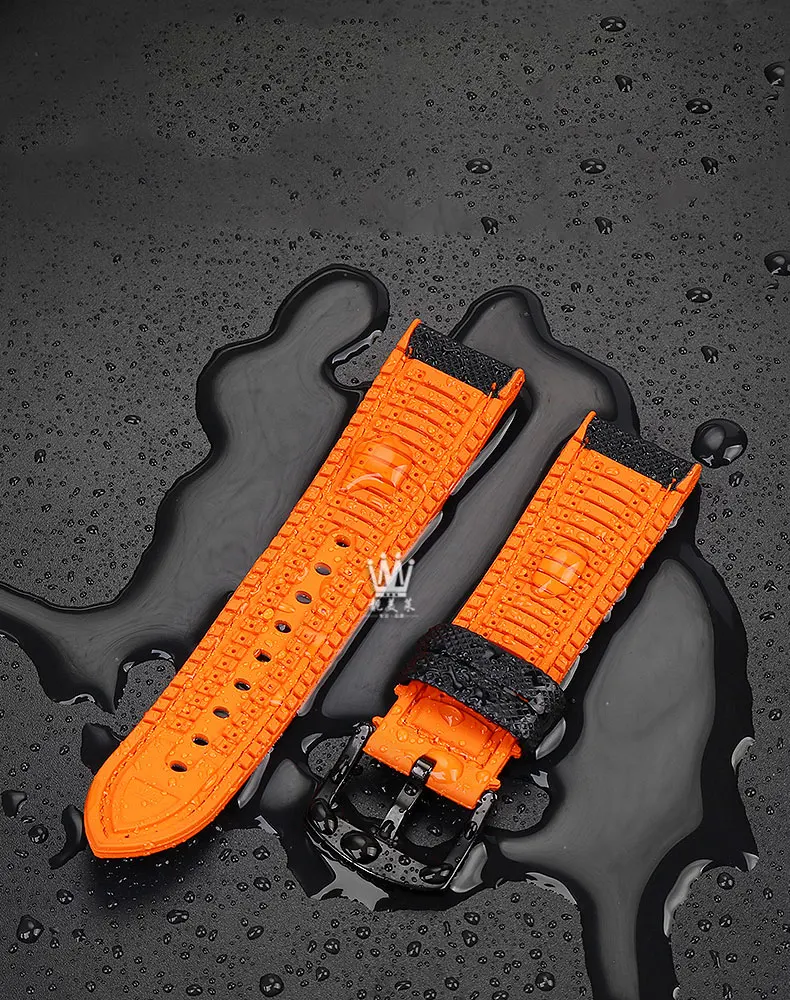 Carbon Fiber Silicone Watchband Wristband Accessories - Premium Rubber Strap in Multiple Sizes