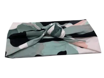

p193014 Summer 2019 new elastic stylish green camouflage color fashionable lady hair band