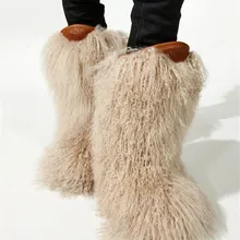 Новые модные женские зимние ботинки до середины икры с круглым носком, украшенные лентой, без шнуровки г. Теплые зимние ботинки с ворсом пикантная Дизайнерская обувь