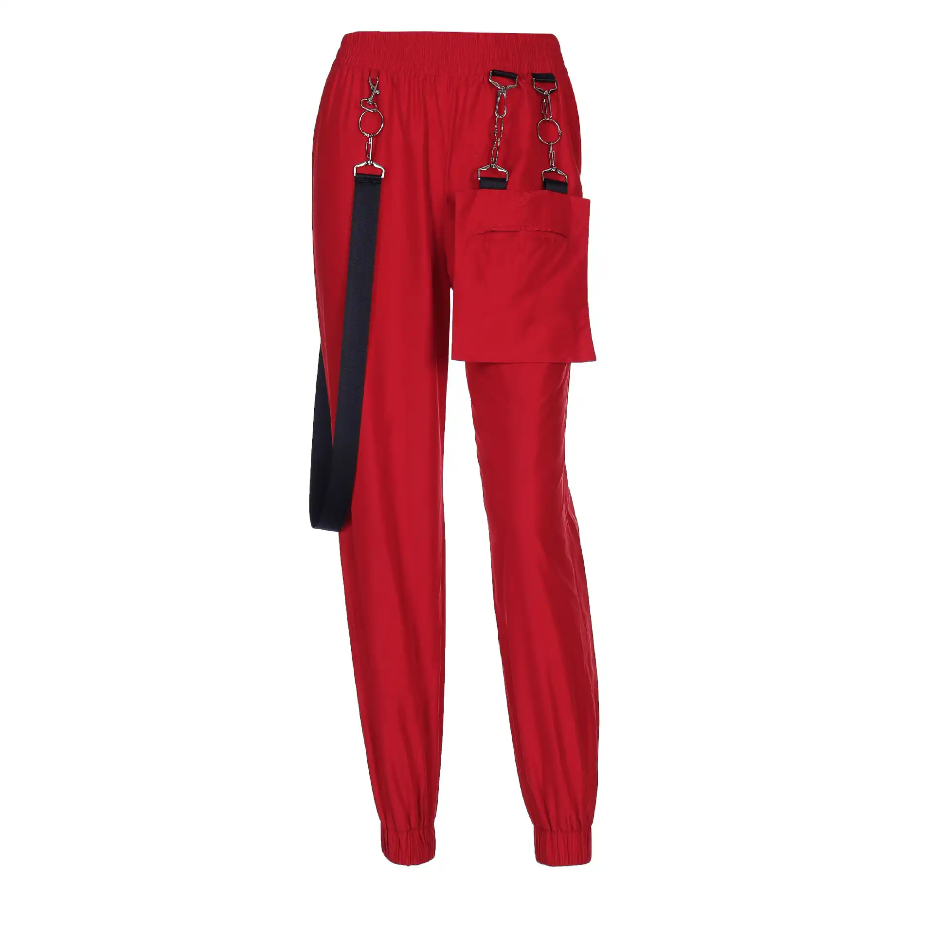 red cargo pants with chain