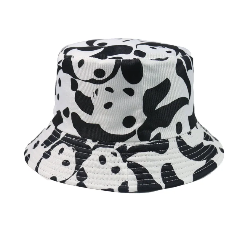 FOXMOTHER New Cute Black White Pink Panda Animal Print Bucket Hats Women Korean 2019
