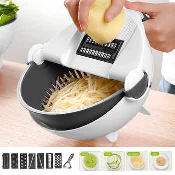 

1pc Multifunctional Vegetable Slicer Home Potato Chip Cutter Drainer Radish Grater Carrot Fruit Cucumber Blades Kitchen Tool B4