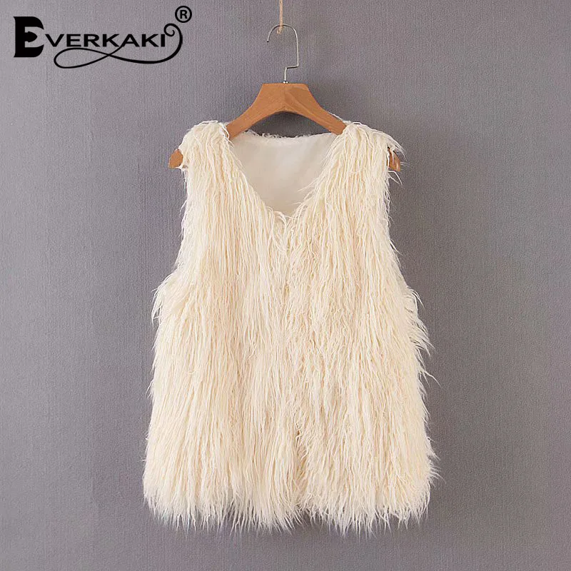 Everkaki Boho куртки из искусственного меха женские осенне зимние шикарные однотонные