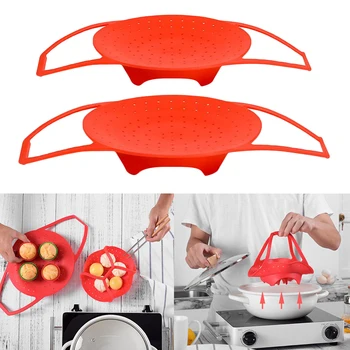 

Silicone Food Vegetable Fish Steamer Basket Cooker Cookware- Heat Protection