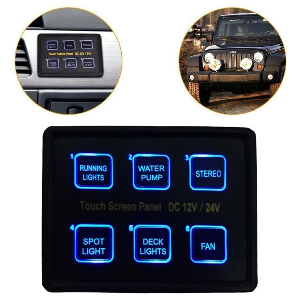 KKMOON DC12-24V, расширенный 6 в 1 сенсорный экран, панель переключателя, 6 комплектов, светодиодный тонкий сенсорный пульт управления, коробка для автомобиля, морской лодки, каравана