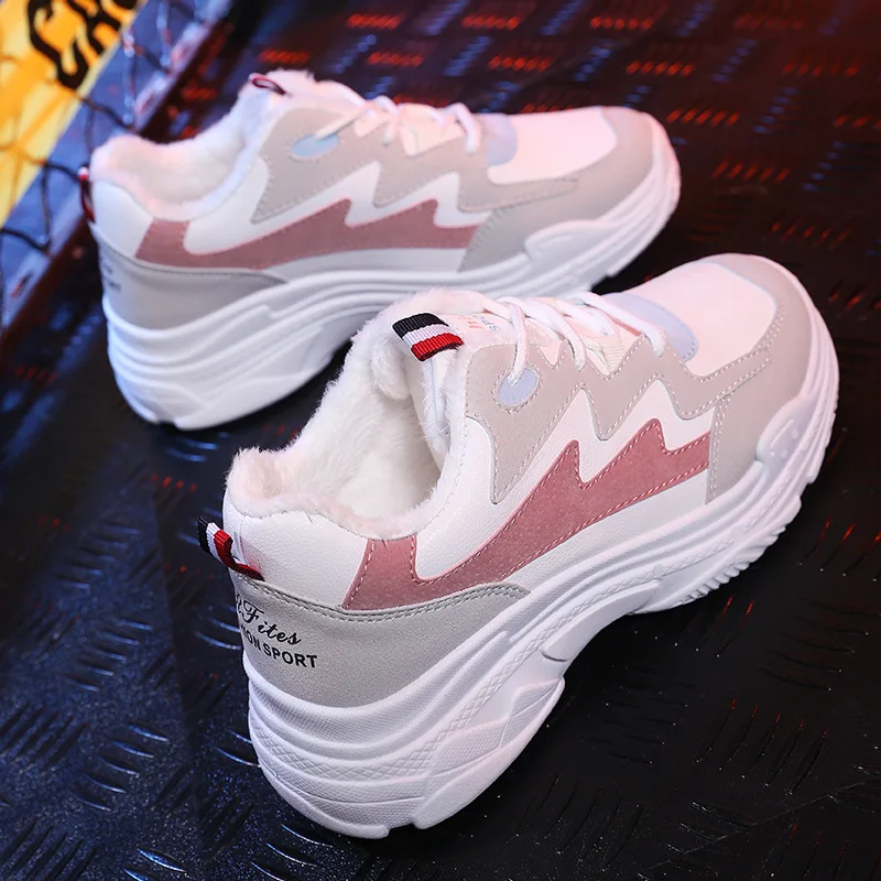 

Sneakers Boot Woman New Style with High Top Round Head Womens Shoes Mid-leg Lace-up Non-slip Ankle Boots Shoes A142