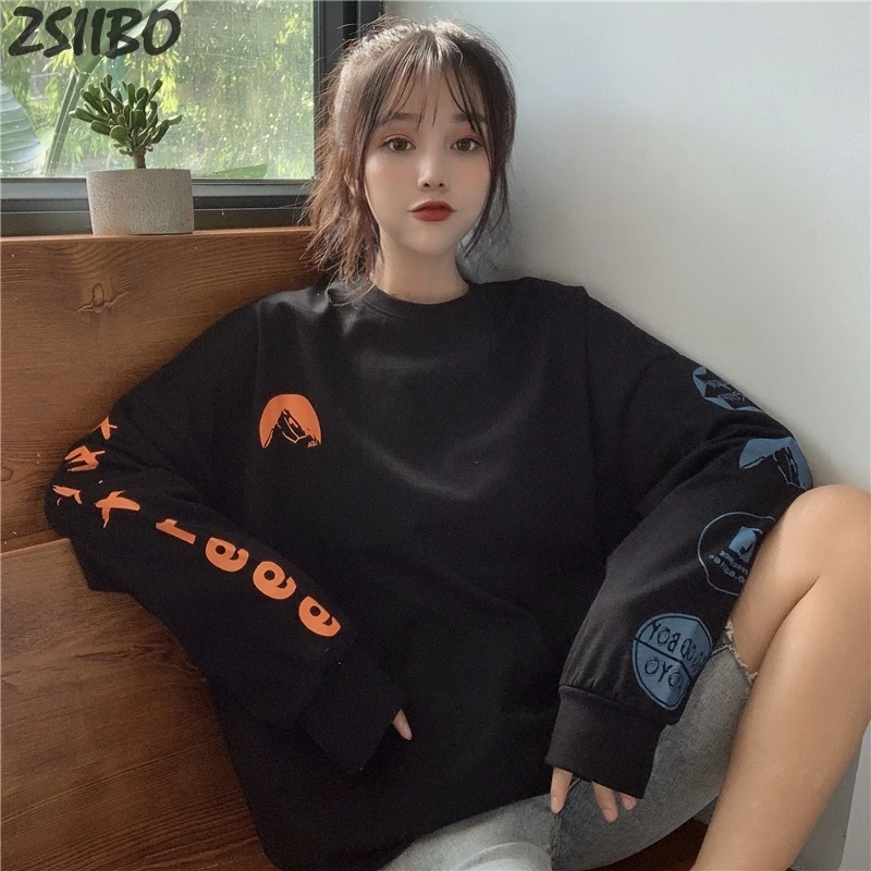 Hei2 INS Men's tshirt Unisex Harajuku Loose Long Sleeve t shirt LET GO OF Letter Print Funny Print Fashion Casual T-Shirt Streetwear - Цвет: Hei2
