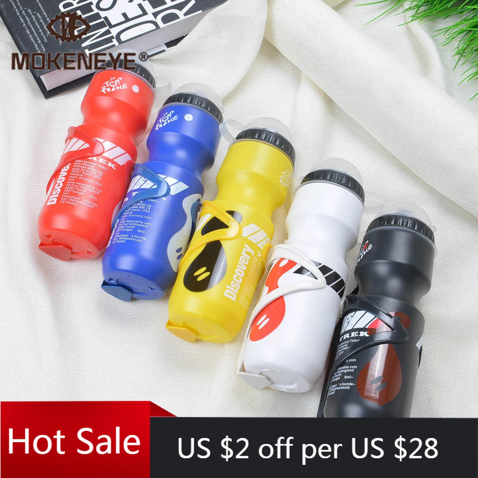 Botella de agua para bicicleta de montaña + soporte de jaula, hervidor de agua portátil de plástico para deportes al aire libre, 750ML