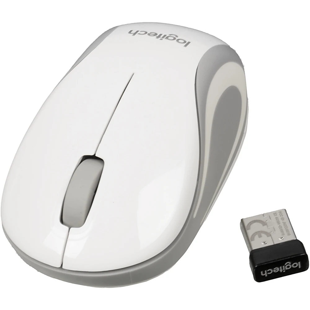 Мышь Logitech Mini M187 белый/серый оптическая(1000dpi) беспроводная USB для ноутбука(2but