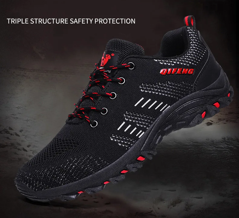GNOME Outdoor Safety Work Shoes Men Protective Non-slip Men Boots Collision Avoidance Ankle Boots Men Big Size 39-47 Sneakers
