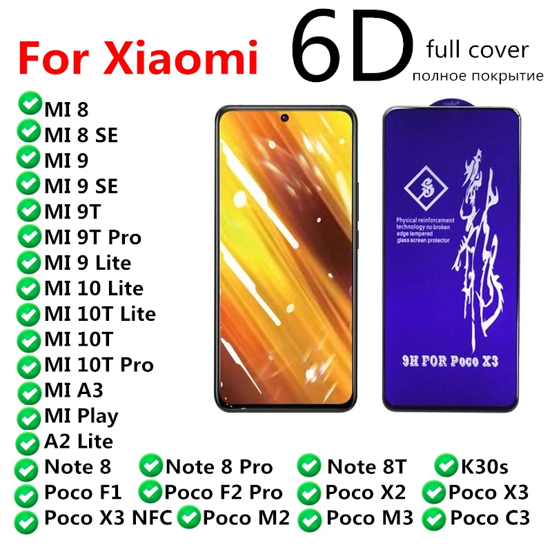Закаленное стекло rinbo для Xiaomi Redmi Note MI 9 9T 10 10T 11 11T Pro Lite SE Poco F1 X2 X3 NFC M2 M3 F2 F3 GT защита