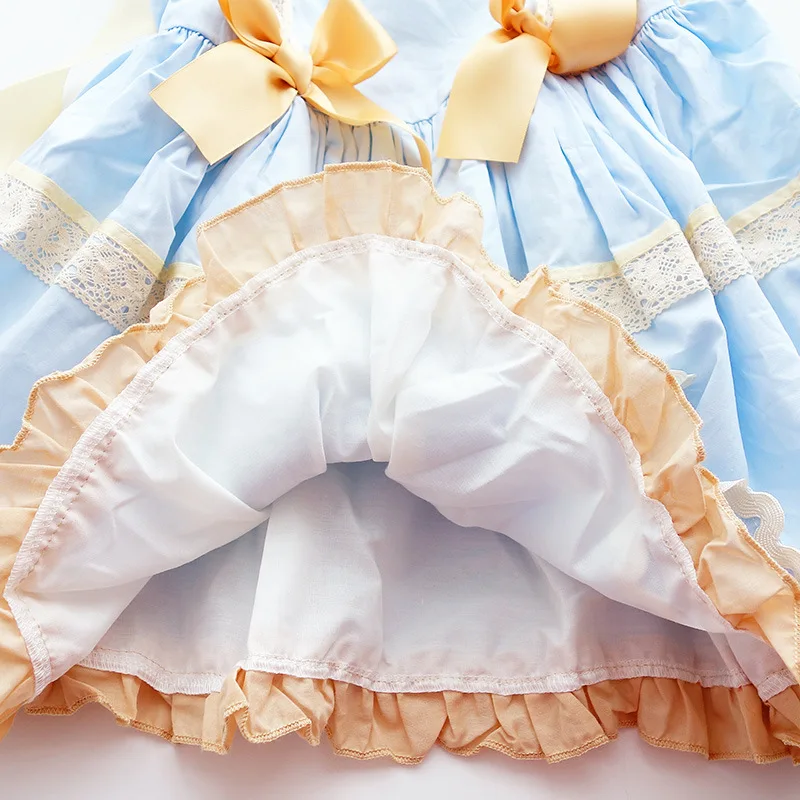 Коллекция года, испанская Детская одежда Детские платья для девочек, кружевное платье принцессы с вышивкой на день рождения платье для причастия для девочек