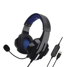 USB объемные стерео наушники с микрофоном игровая бас гарнитура Кабель управления для настольного ПК компьютера ноутбука мобильного телефона