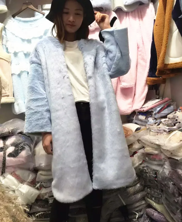 Южная Корея Dongdaemun Debutante дамское длинное Свободное пальто из искусственного меха женская плюшевая бархатная куртка Женская Толстая