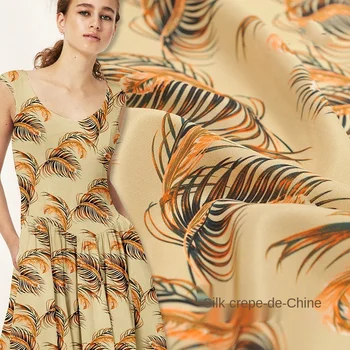 

Free shipping Silk double crepe fabric 16mm140cm wide wind dance clear shadow silk inkjet spring and summer fabric silk fabric