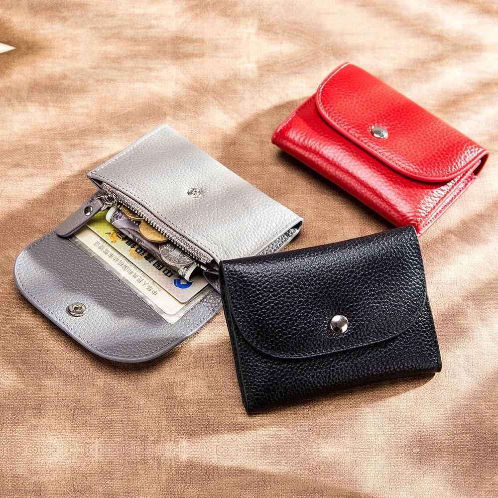 Genuine Leather Women Wallet Men's Casual Short Small Mini Wallets Slim Coin Purse Card Holder Zipper Pocket Carteira | Багаж и сумки