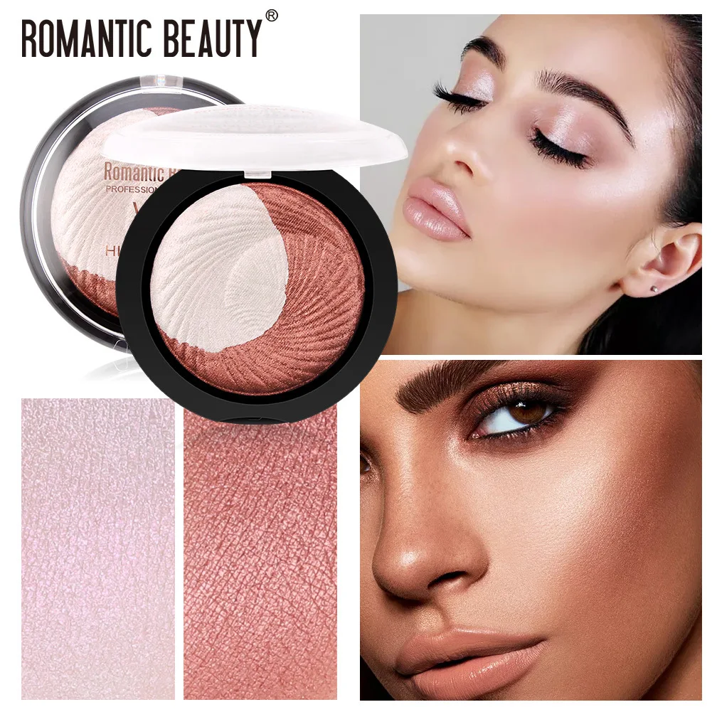 

2 Color Highlighter Powder Modifies MakeUp Face Shimmer Brightening Long-lasting Highlighter Powder Make Up Woman Cosmetic Set