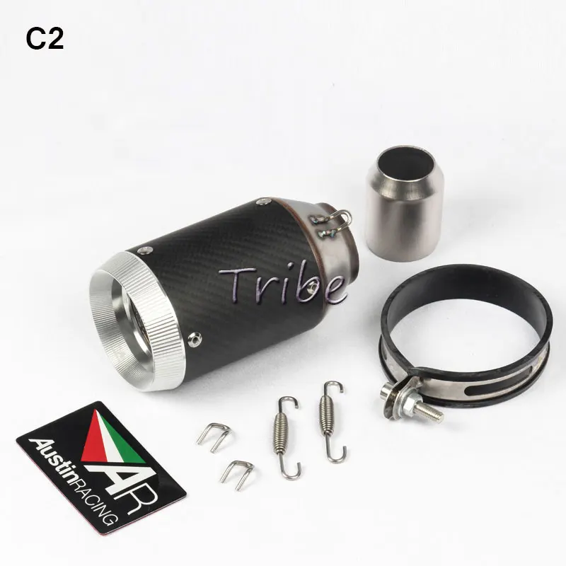 C2 Carbon fiber Echappement Moto Escape Akrapovic глушитель мотоцикла для мотокросса Pitbike DB kille для Auston Racing ZX6R S1000RR Z900 ER6N - Цвет: C2 Carbon fiber