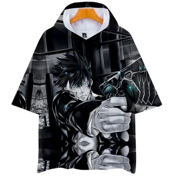 

Psycho-Pass 3D cos hot short-sleeved hooded T-shirt unisex couple Leisure Print Novelty Top Luxury Harajuku