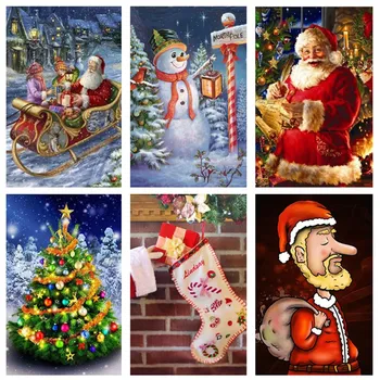 

Diamond Painting 5d Merry Christmas Full Drill Round Diamond Embroidery Cross Stitch Craft Kits Home Decor