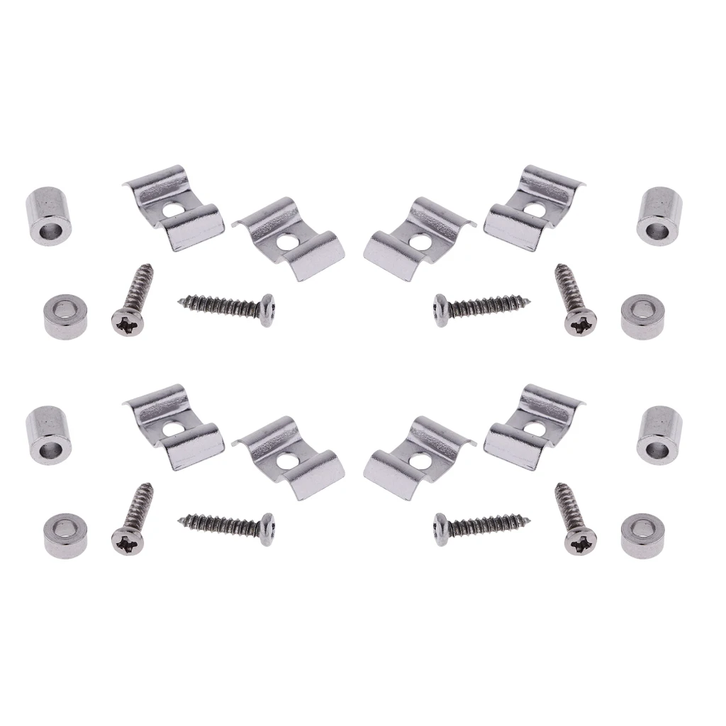 

4 Sets Guitar Roller String Tree Retainer with Screws for ST Guitar Silver