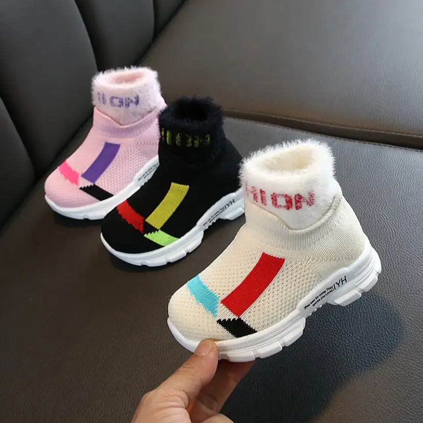 Fashion Children Casual Shoes Baby Boys Girls Martin Boots Kids Running Shoes Kids Brand Sport Shoes Child Plush Warm Snow Boots