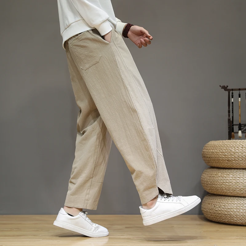 Cotton Linen Casual Harem Pants Men 