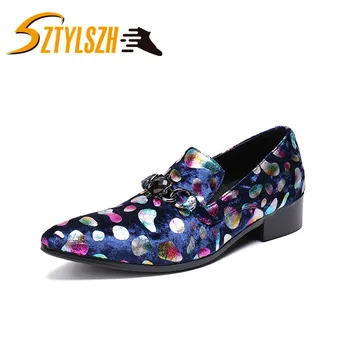 

Italian Style Suede Leather Mens Dress Shoes Vintage Metal Pointed Toe Chaussure Homme Luxury Male Formal Party Flats Shoes