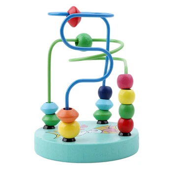 

2019 New Kids montessori Wooden Toys Puzzles For Children Circles Bead Wire Maze Roller Coaster Educational Wood Puzzles Kid Toy