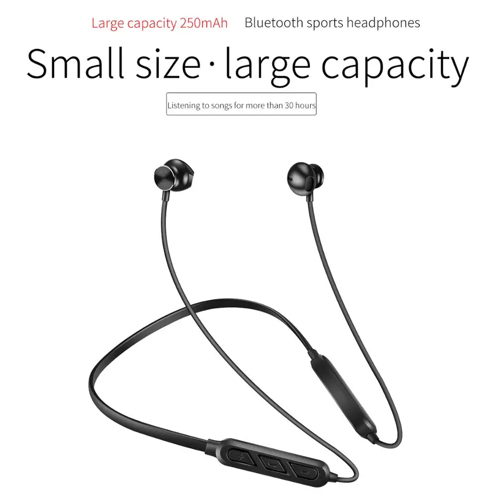 Магнитные беспроводные Bluetooth наушники гарнитура с шейным ободом спортивные