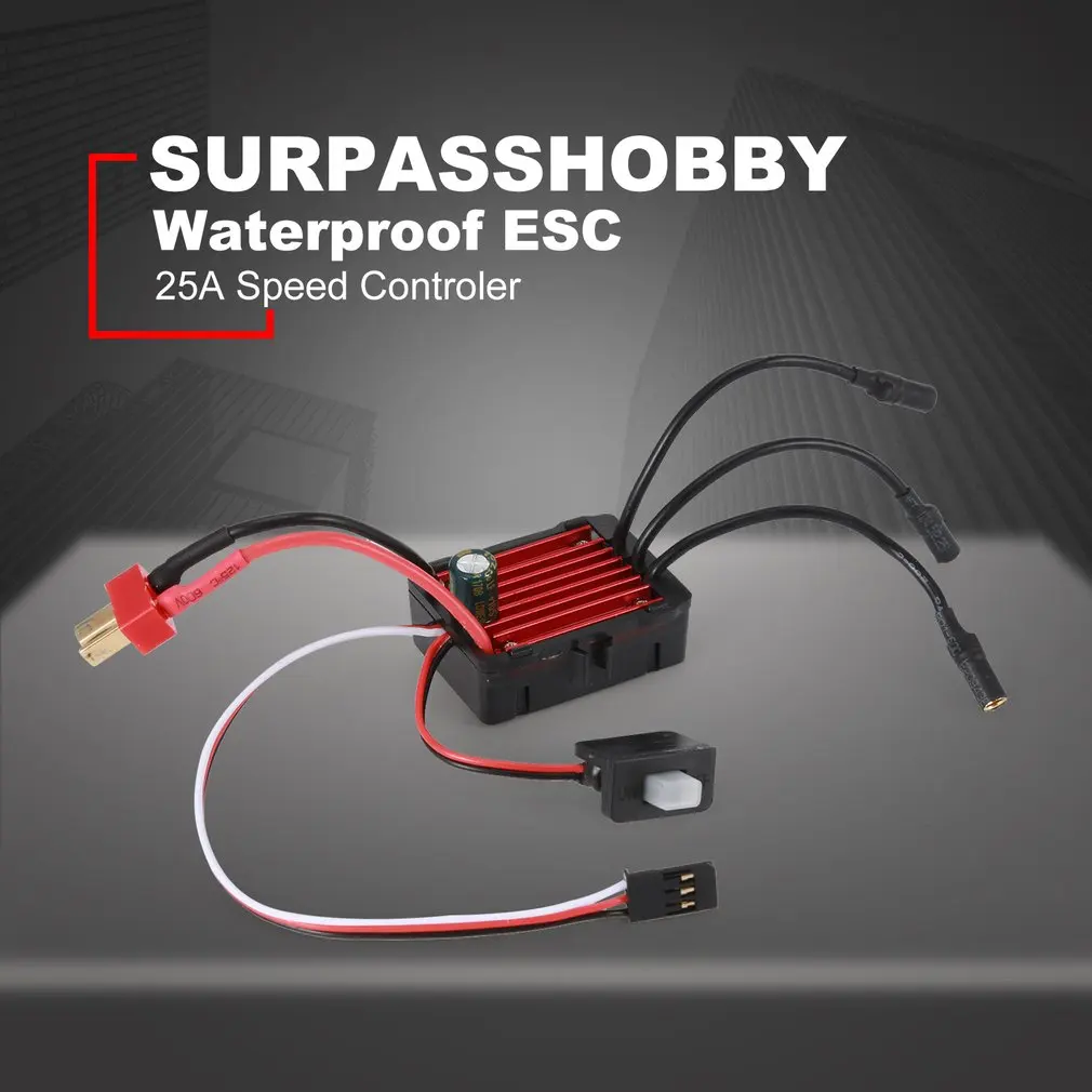 SURPASSHOBBY KK 25A Водонепроницаемый Бессенсорный бесщеточный Скорость контроллер 2S ESC для 1:20 1:18 1:16 RC модель автомобиля