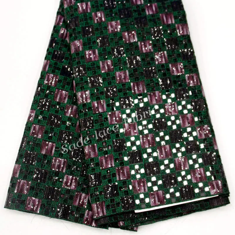 African Lace Fabric High Quality French Double Organza Lace Fabric Latest Sequins Lace Fabrics For Women clothes DG426