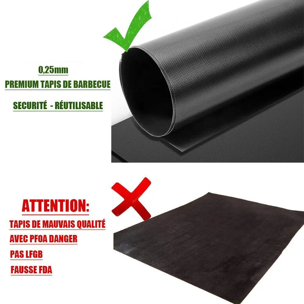 BBQ Grill 5Pcs Mat Non Stick Oven Liner Teflon Cooking Mats Heat Resistant Barbecue Sheets for Charcoal Gas or Electric Grill